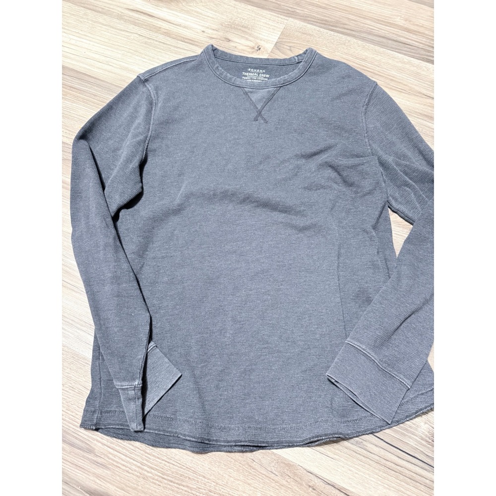 Sonoma Goods for Life Mens Thermal Crew Neck Waffle Knit Shirt Gray Large